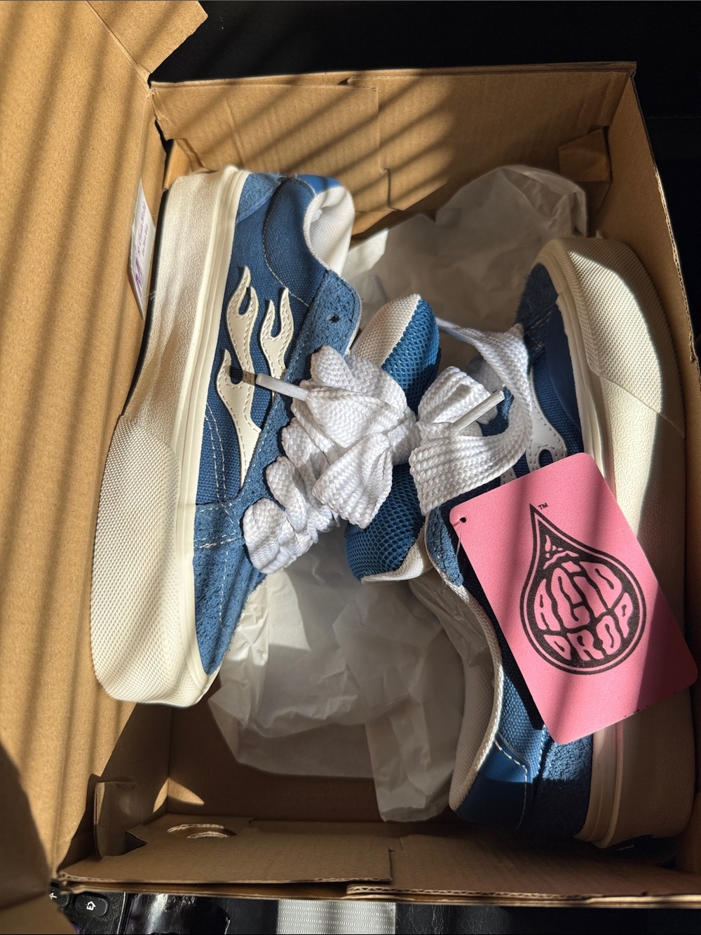 Straye Blue Flame Accent Sneakers with White Laces